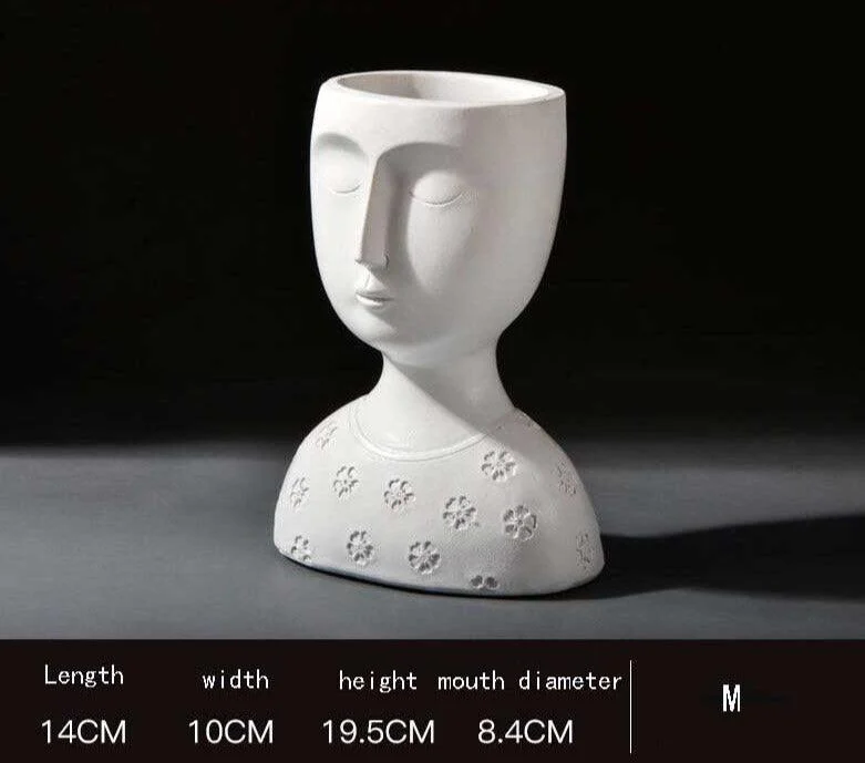 Minimalist Resin Goddess Female Head Planter -