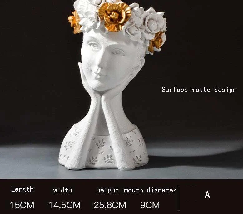 Minimalist Resin Goddess Female Head Planter -