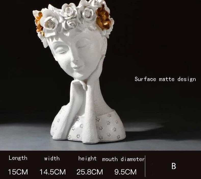 Minimalist Resin Goddess Female Head Planter -