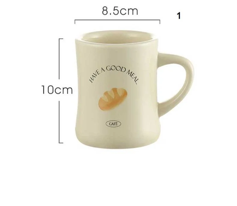 Minimalist Retro Hand Painted Ceramic Croissant Mug -