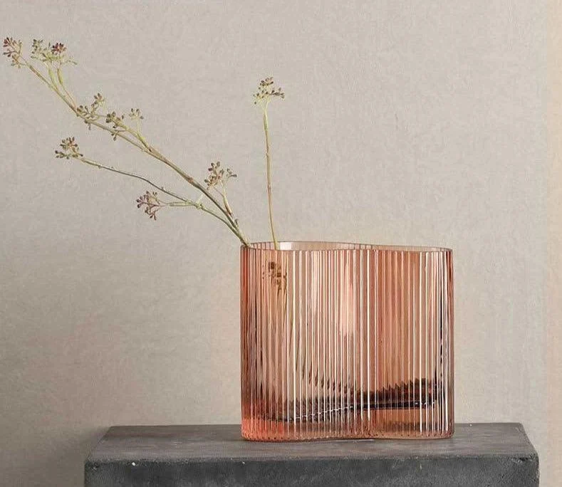 Minimalist Ripple Abstract Glass Vase -