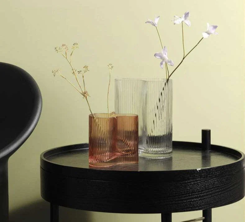 Minimalist Ripple Abstract Glass Vase -