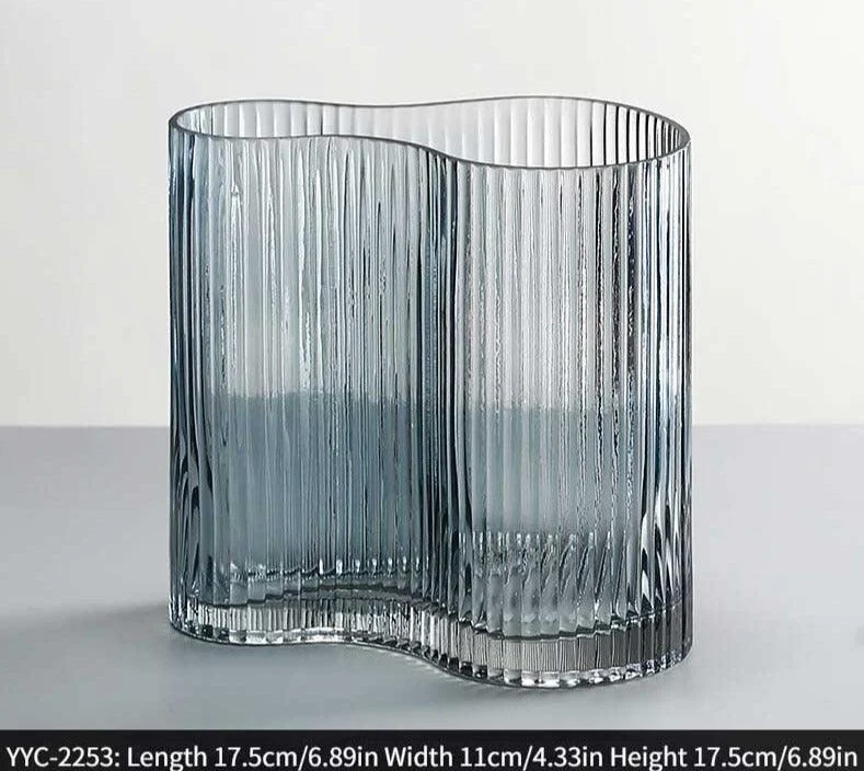 Minimalist Ripple Abstract Glass Vase -