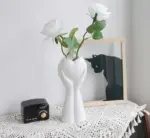 Minimalist Romantic Pottery Holding Heart Hand Vase