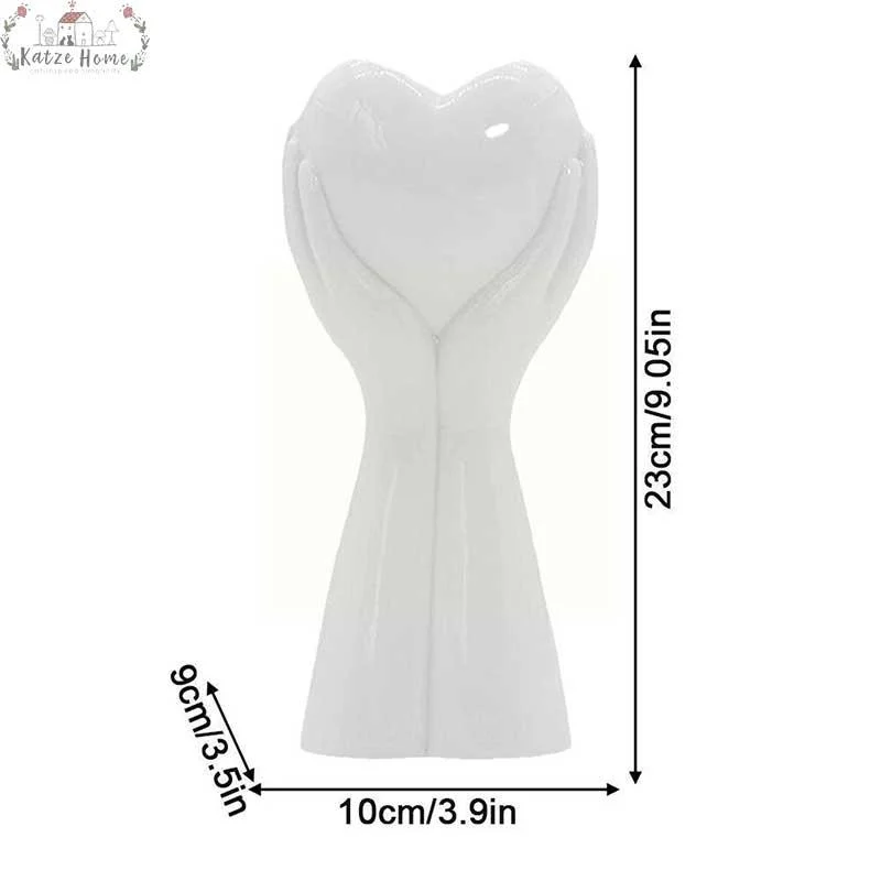 Minimalist Romantic Pottery Holding Heart Hand Vase -