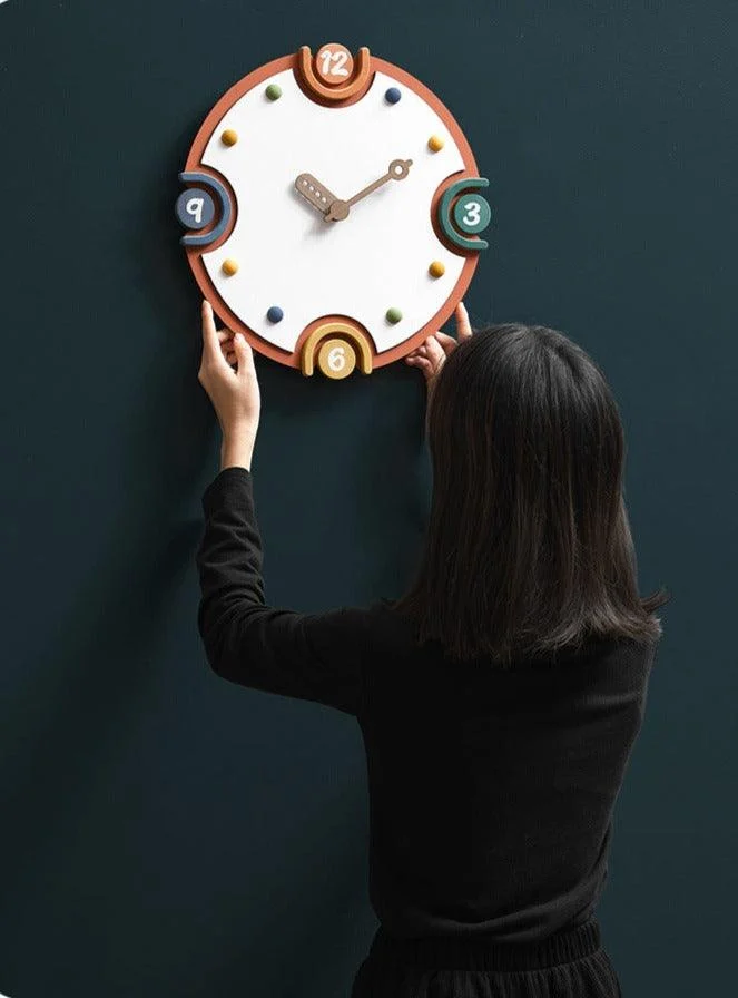 Minimalist Silent Wall Clock for Kids Bedroom -