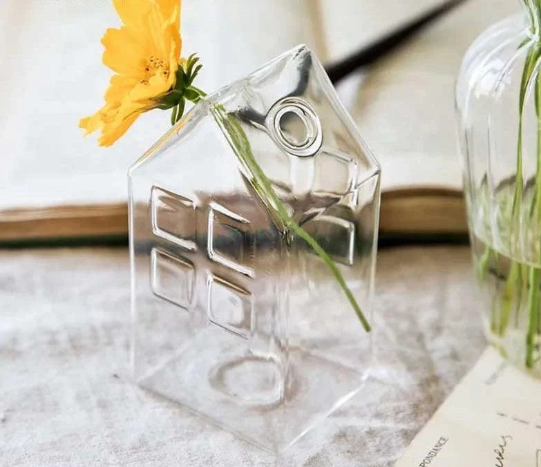 Minimalist Small House Shaped Glass Vase -