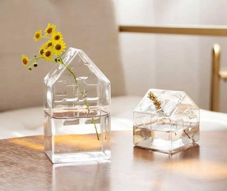 Minimalist Small House Shaped Glass Vase -