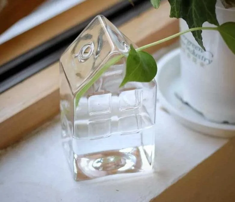 Minimalist Small House Shaped Glass Vase -