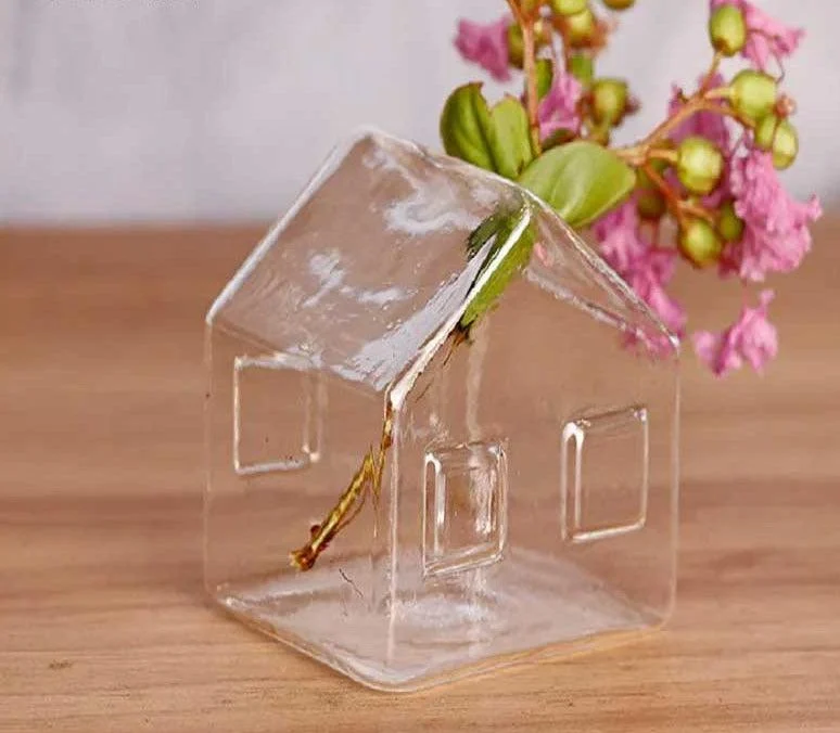 Minimalist Small House Shaped Glass Vase -