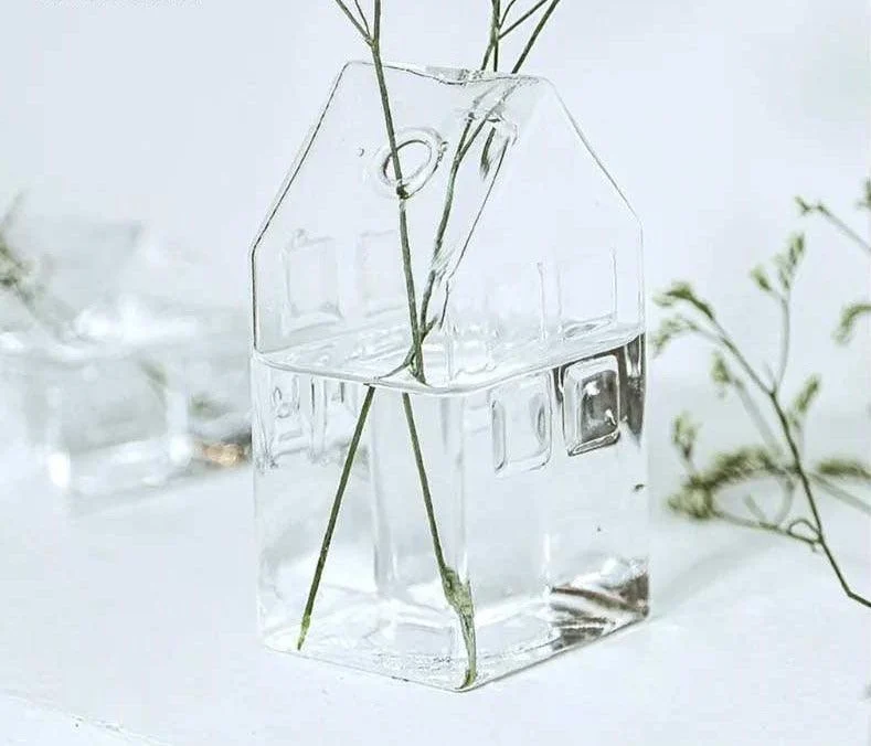 Minimalist Small House Shaped Glass Vase -