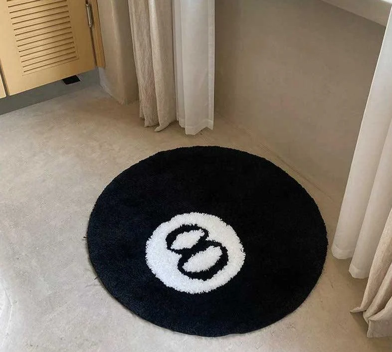 Minimalist Tufted Billiards 8 Ball Rug -