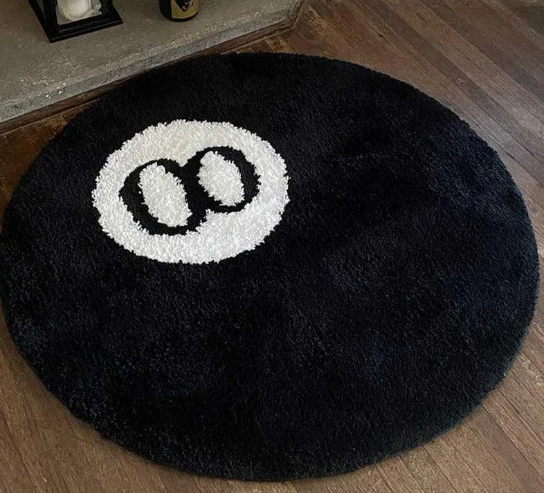 Minimalist Tufted Billiards 8 Ball Rug -