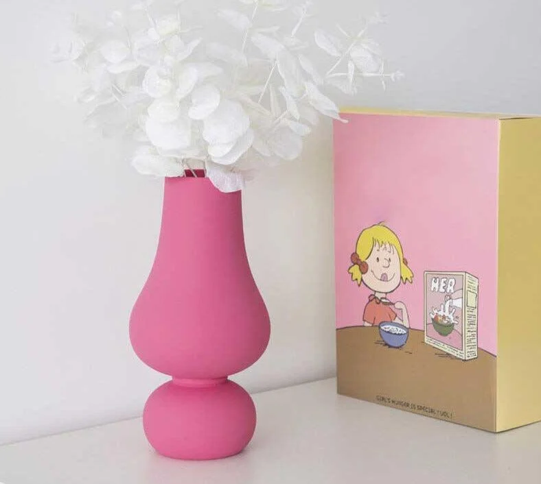 Minimalist Tulip Shaped Baby Pink Ceramic Vase -