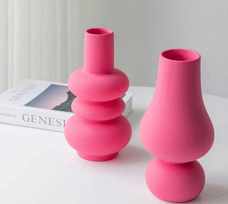 Minimalist Tulip Shaped Baby Pink Ceramic Vase -