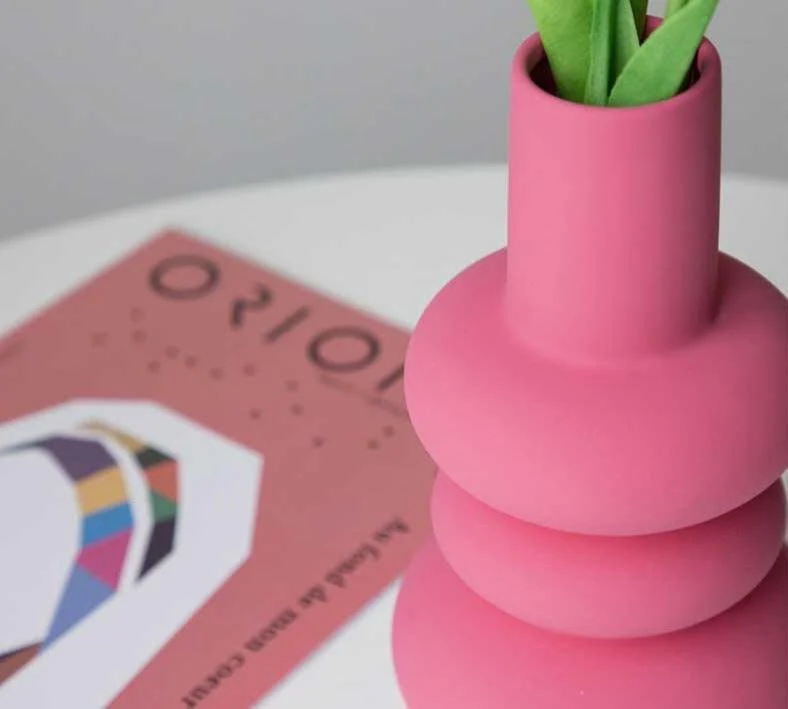 Minimalist Tulip Shaped Baby Pink Ceramic Vase -