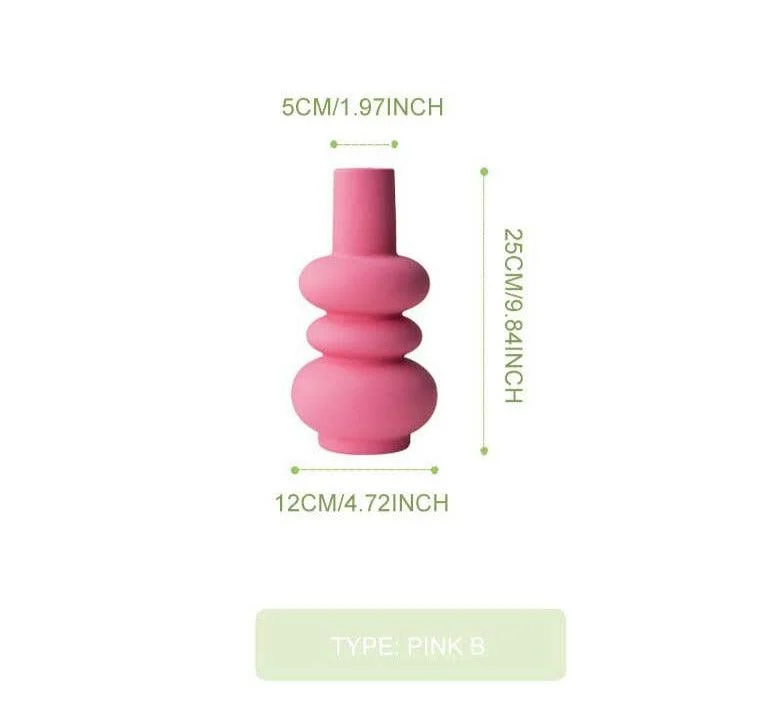 Minimalist Tulip Shaped Baby Pink Ceramic Vase -