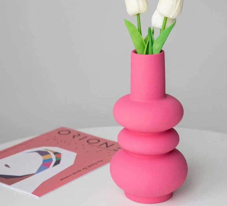 Minimalist Tulip Shaped Baby Pink Ceramic Vase -
