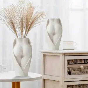 Minimalist White Ceramic Butt Vase - 