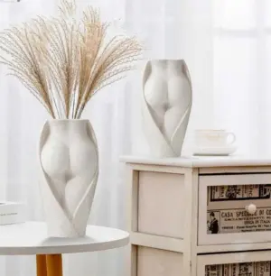 Minimalist White Ceramic Butt Vase