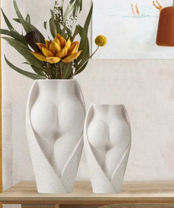 Minimalist White Ceramic Butt Vase -