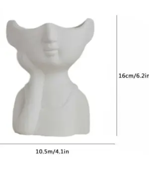 Minimalist White Ceramic Lady Face Planter