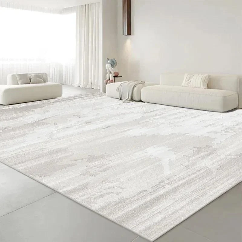 Minimalist White Gray Large Area Rug Carpet Refreshing Bedroom -