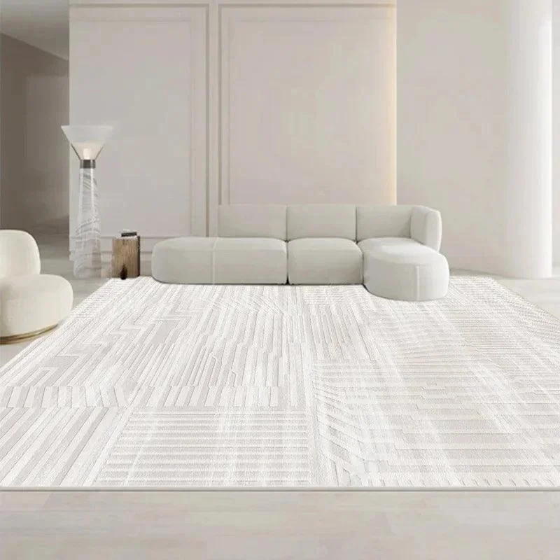 Minimalist White Gray Large Area Rug Carpet Refreshing Bedroom -