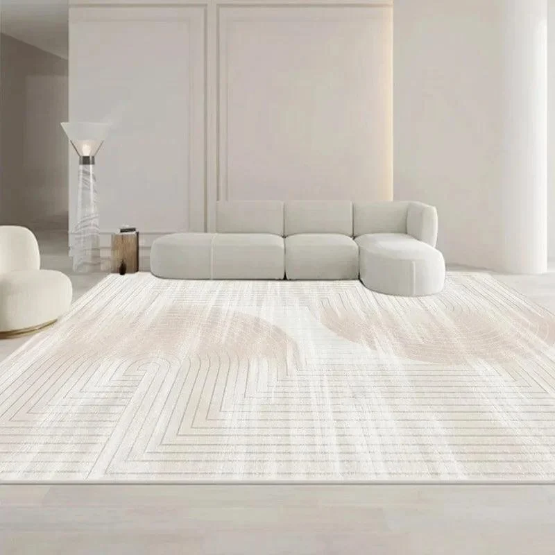 Minimalist White Gray Large Area Rug Carpet Refreshing Bedroom -