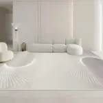 Minimalist White Gray Large Area Rug Carpet Refreshing Bedroom