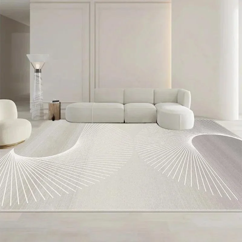 Minimalist White Gray Large Area Rug Carpet Refreshing Bedroom -
