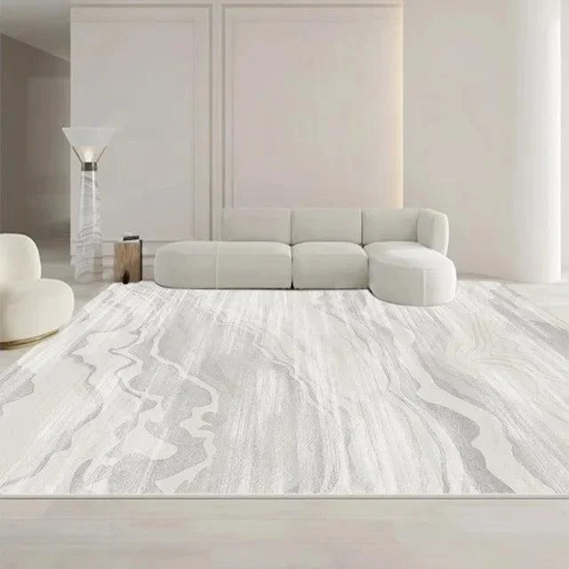 Minimalist White Gray Large Area Rug Carpet Refreshing Bedroom -