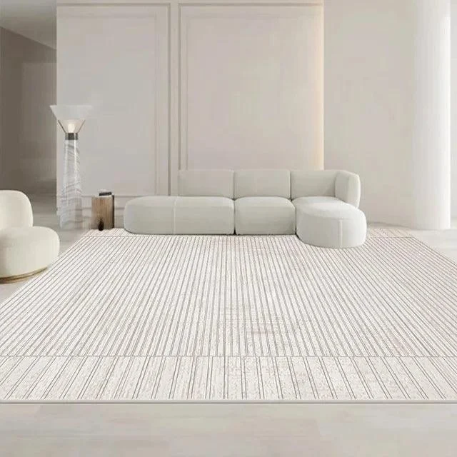 Minimalist White Gray Large Area Rug Carpet Refreshing Bedroom -