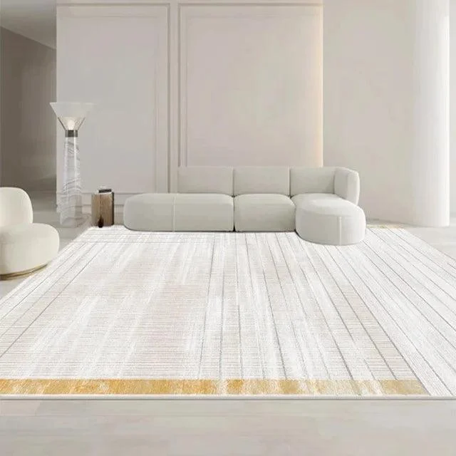 Minimalist White Gray Large Area Rug Carpet Refreshing Bedroom -