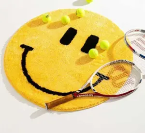 Minimalist Yellow Soft Smiley Face Rug
