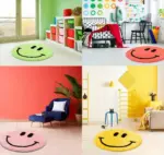 Minimalist Yellow Soft Smiley Face Rug