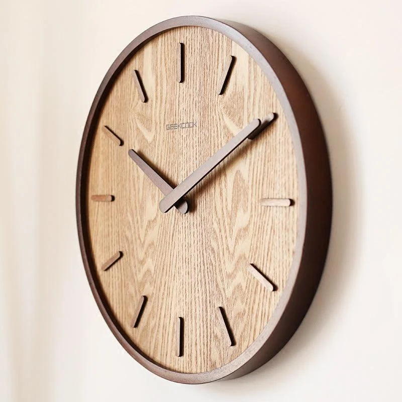 Minimalistic Silent Wooden Wall Clock 12 Inches -