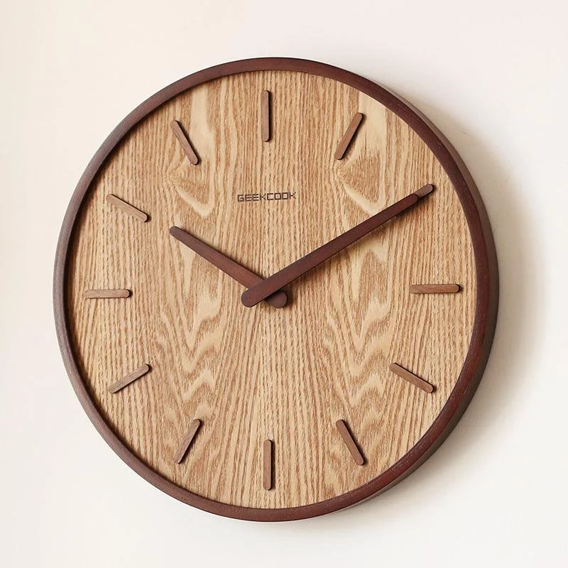 Minimalistic Silent Wooden Wall Clock 12 Inches -