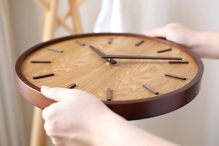 Minimalistic Silent Wooden Wall Clock 12 Inches -