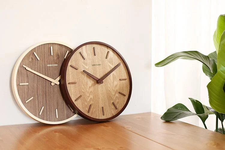 Minimalistic Silent Wooden Wall Clock 12 Inches -