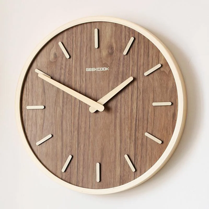 Minimalistic Silent Wooden Wall Clock 12 Inches -