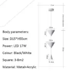 Minimalistisch Zwart Wit Led Hanglamp Hanglamp Beddecor Licht Voor Slaapkamer Woonkamer Indoor Kroonluchter Hanglamp