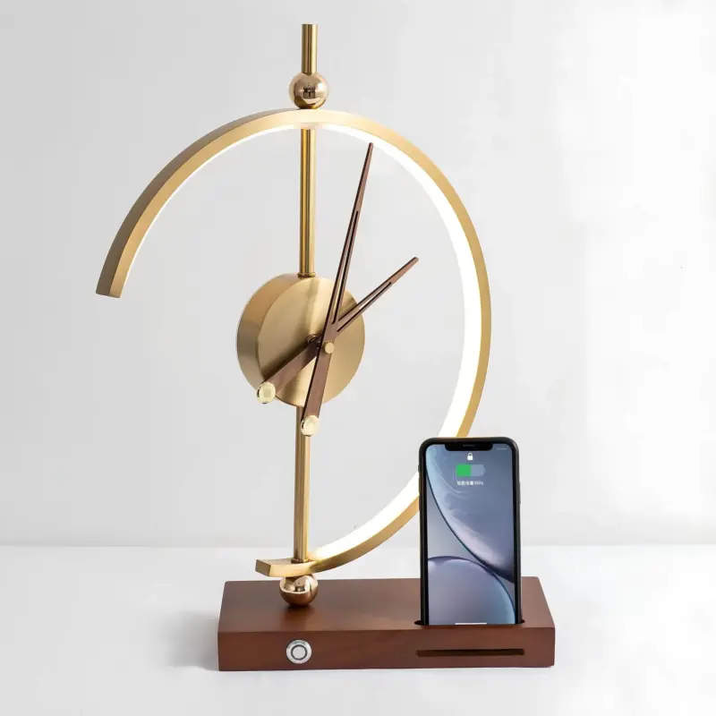 MinimalistischeLED TischlampemitkabelloserLadefunktionundUhr8