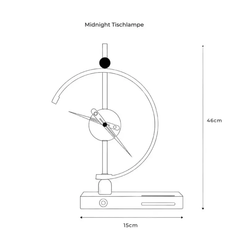 MinimalistischeLED TischlampemitkabelloserLadefunktionundUhr9