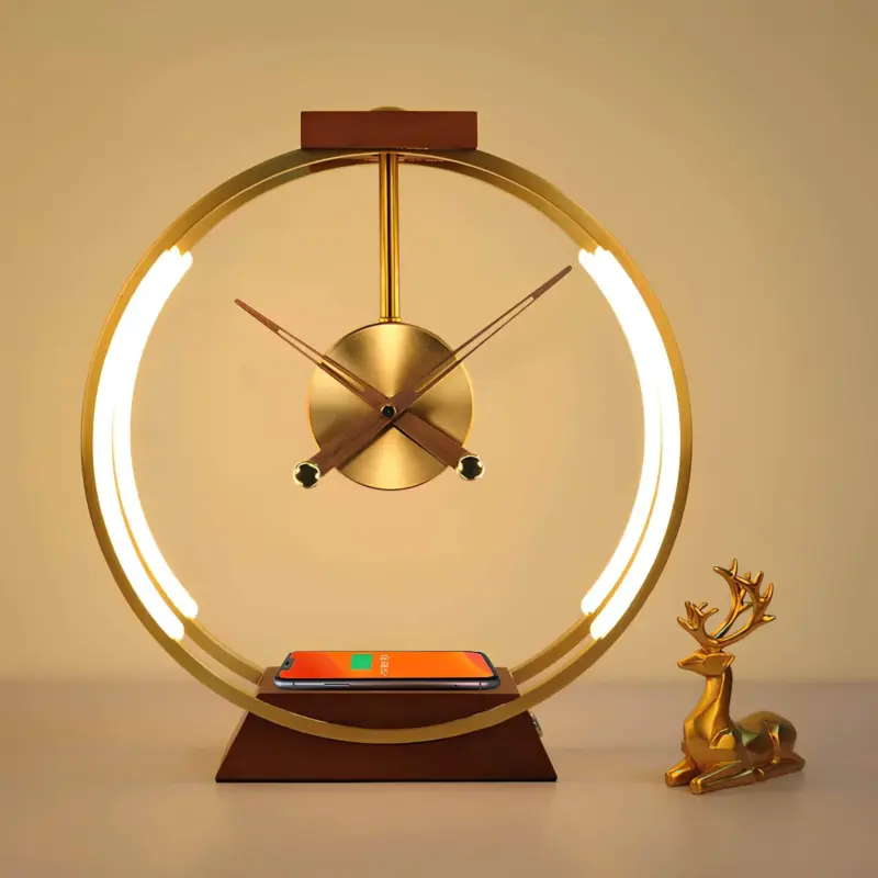 MinimalistischeLED TischuhrlampemitkabelloserLadefunktion ModernesDesignundhochwertigeMaterialien3