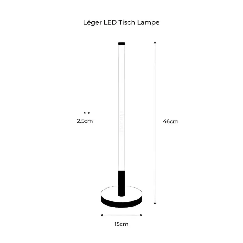 Minimalistische Leger LED Tischlampe Moderne Eleganz abmessungen