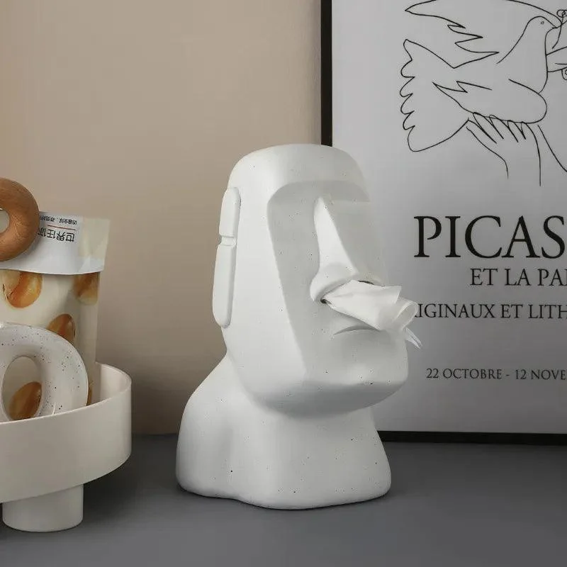 Moai Stone Statue Tissue Holder -