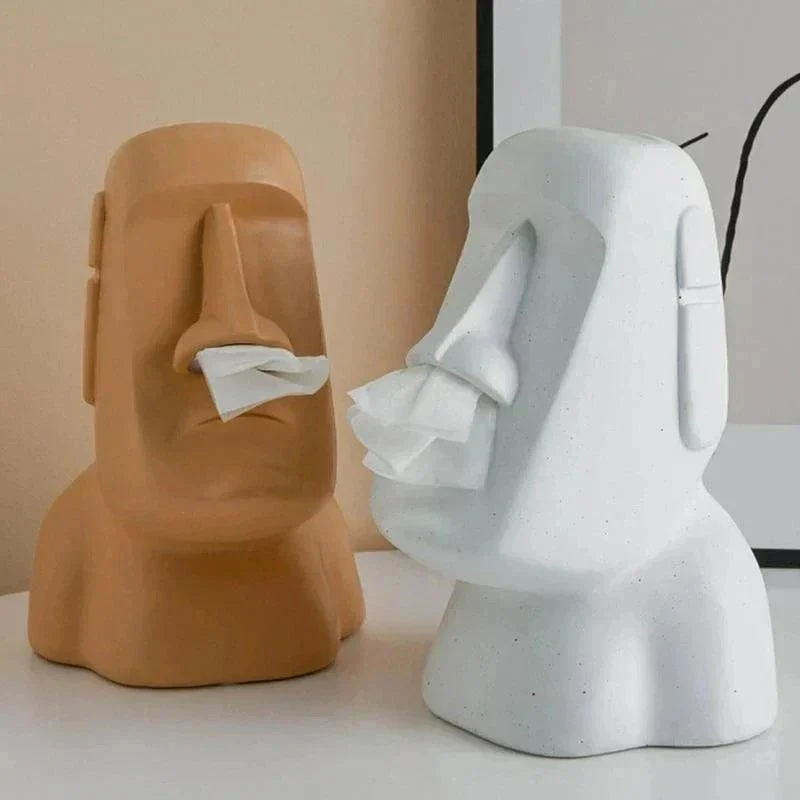 Moai Stone Statue Tissue Holder -