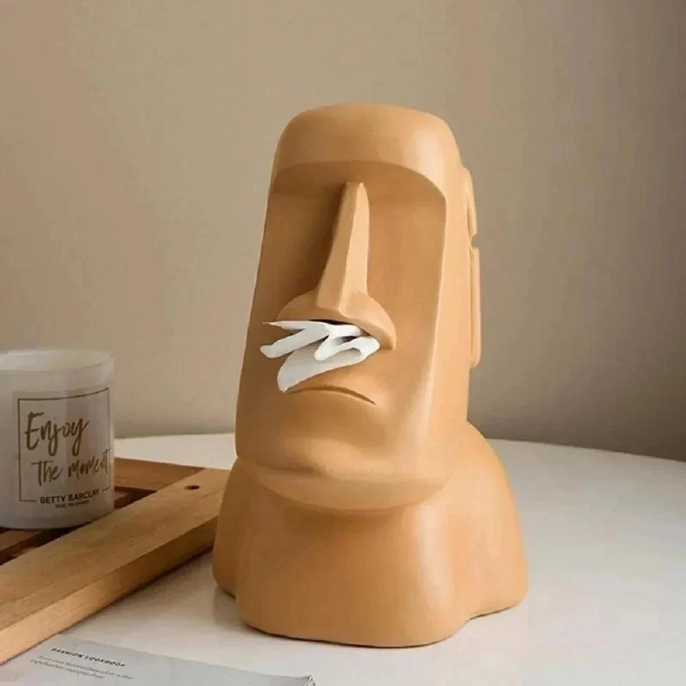 Moai Stone Statue Tissue Holder -