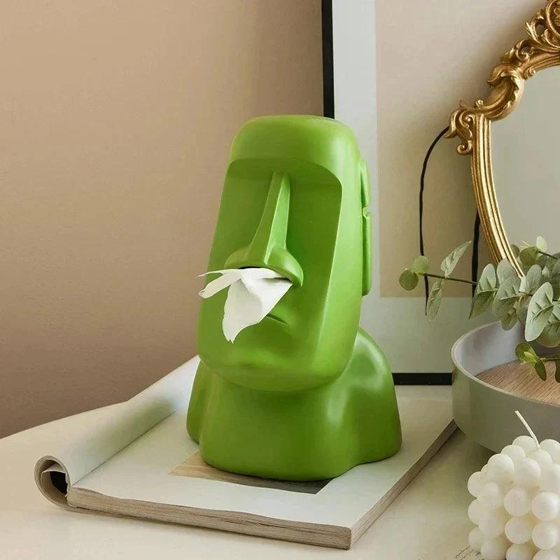 Moai Stone Statue Tissue Holder -